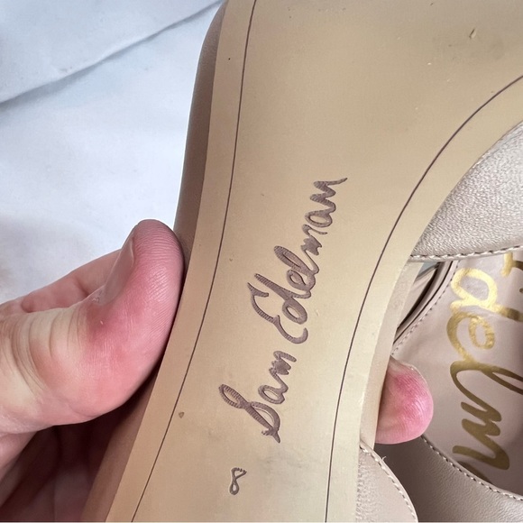 SAM EDLEMAN HENSEN HALF D'ORSAY DRESS HIGH HEEL IN NUDE Sz 8 EUC - Picture 12 of 12